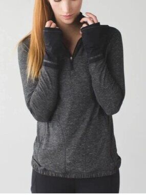 Lululemon Pace Pusher 1/2 Zip Heathered Black / Black